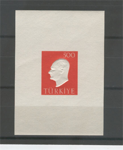0201 Atatürk Posta Pulu - Kabartma  Baskı - Hatıra Bloku